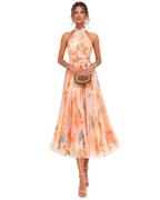 Angela | Vestido con cuello halter y estampado de acuarela