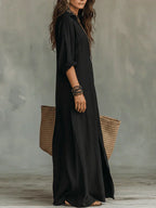 Whitney - Vestido Maxi Camisero con Abertura