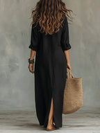 Whitney - Vestido Maxi Camisero con Abertura