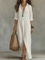 Whitney - Vestido Maxi Camisero con Abertura