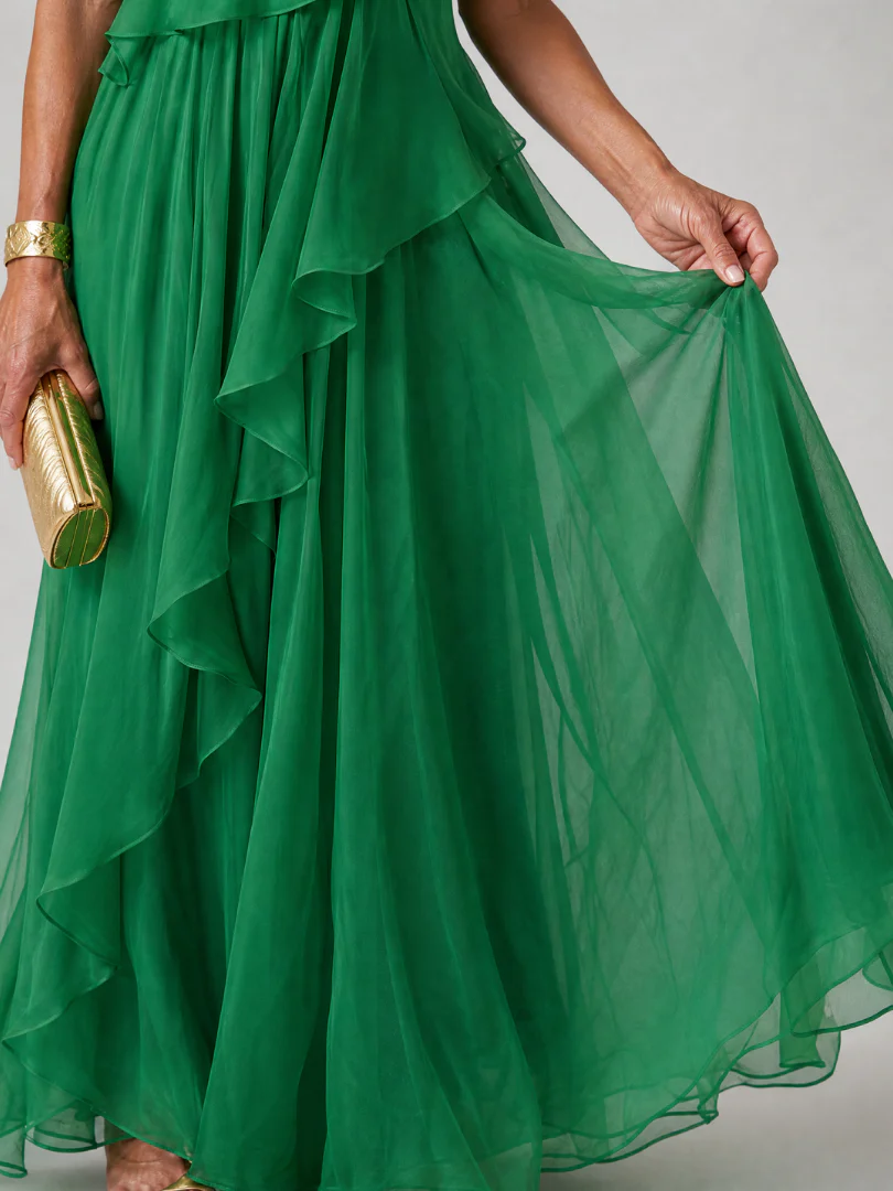 Valentina | Vestido largo asimétrico con volantes