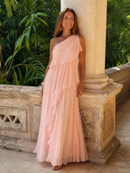 Valentina | Vestido largo asimétrico con volantes
