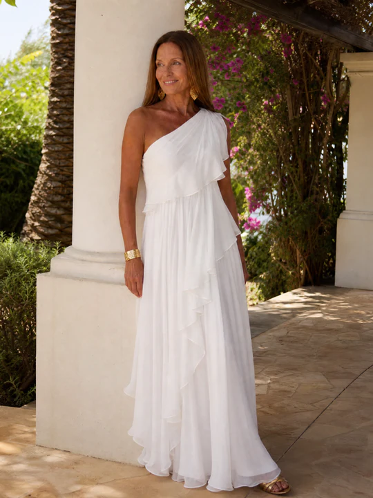 Valentina | Vestido largo asimétrico con volantes