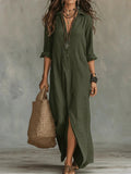 Whitney - Vestido Maxi Camisero con Abertura