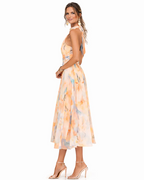 Angela | Vestido con cuello halter y estampado de acuarela