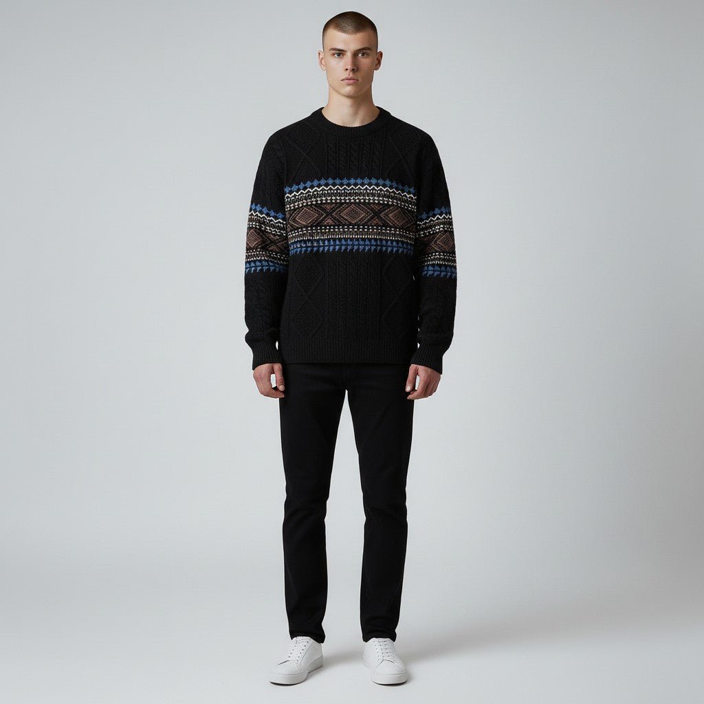 Bjørn | Suéter de punto casual para hombre con patrón nórdico de rombos