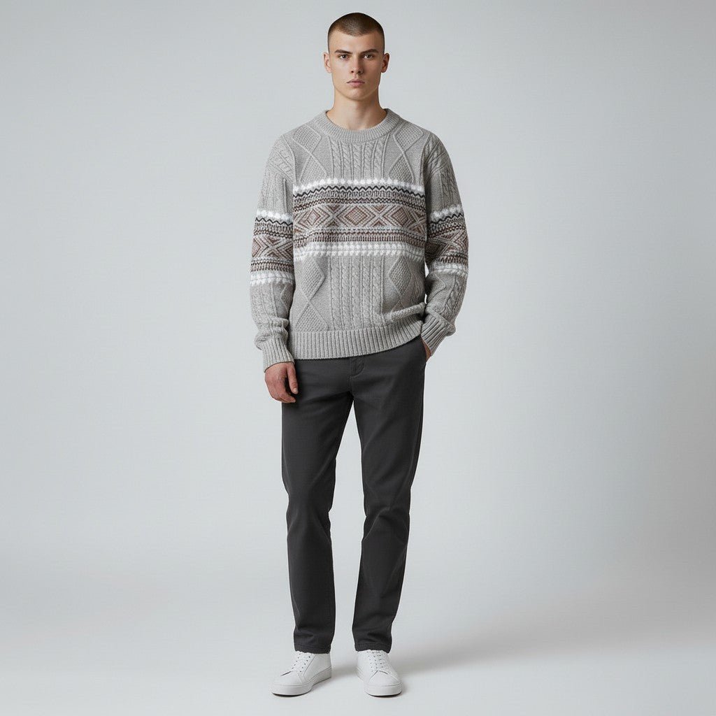 Bjørn | Suéter de punto casual para hombre con patrón nórdico de rombos