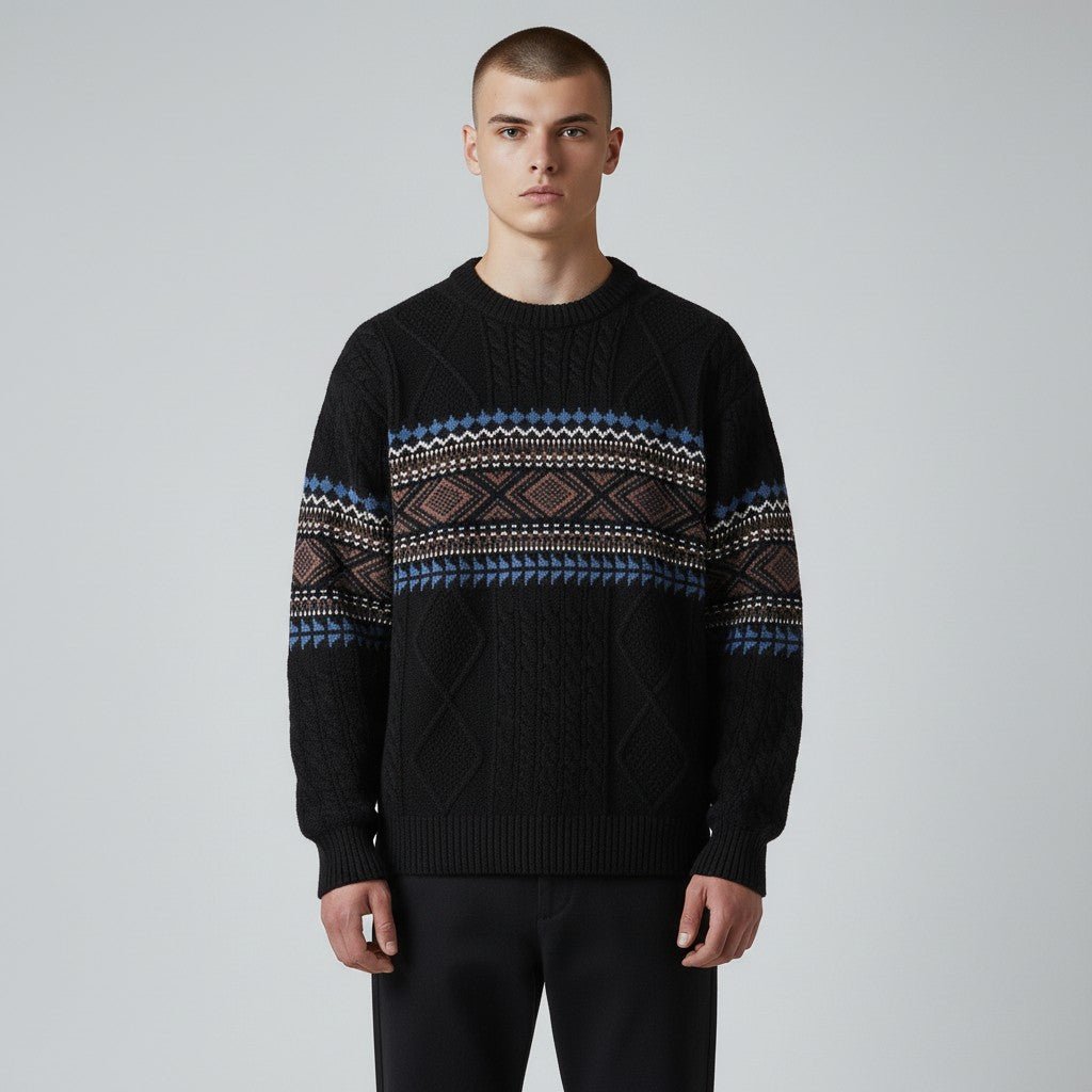 Bjørn | Suéter de punto casual para hombre con patrón nórdico de rombos