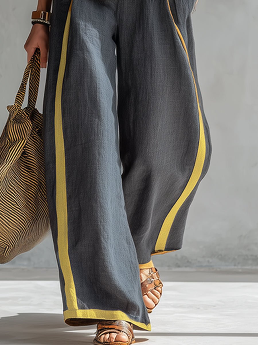 Conjunto Elegante de Dos Piezas: Chaleco y Pantalón de Algodón-Lino