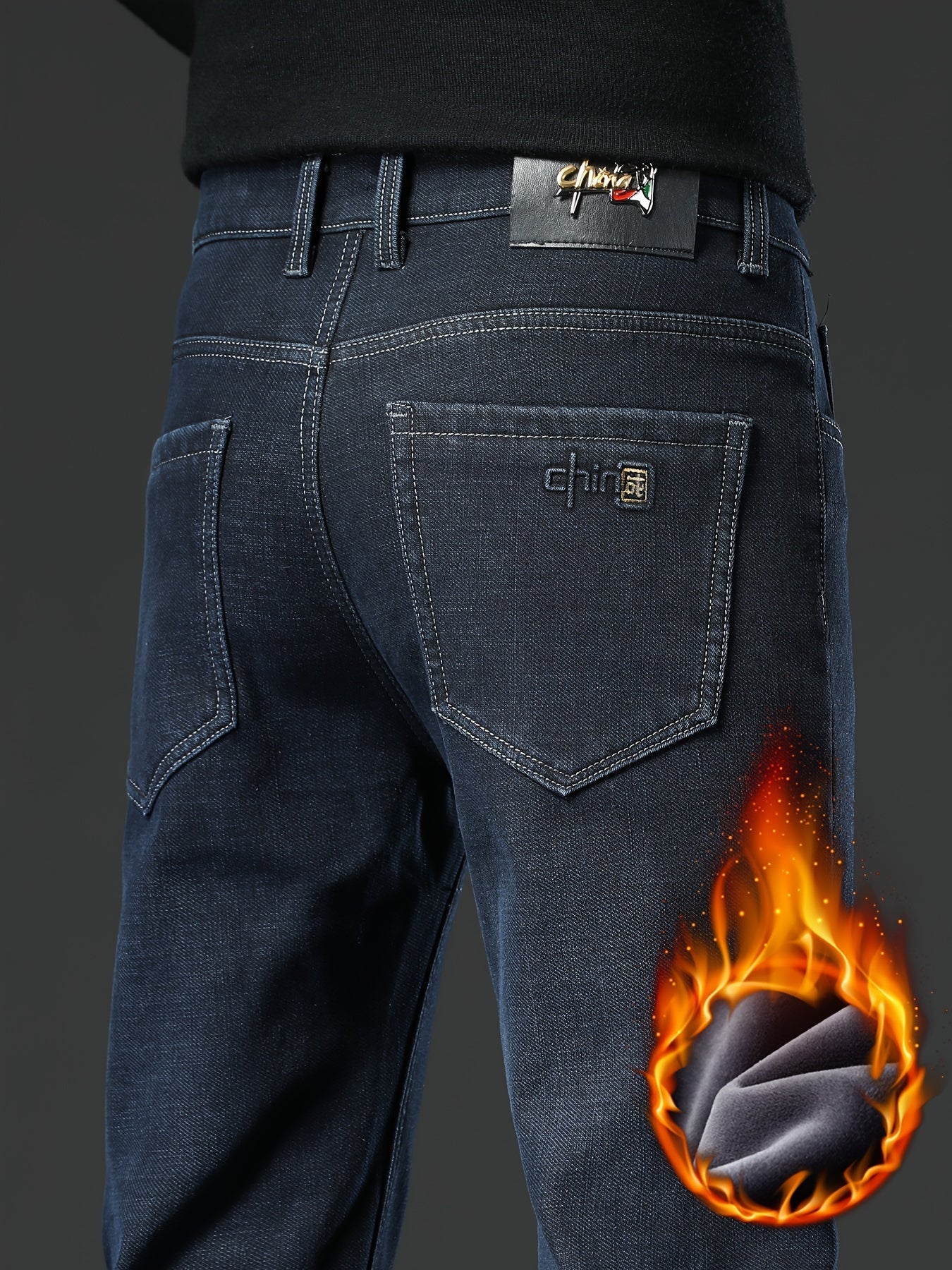 Loak | Jeans de algodón forrados en fleece, elegantes y cómodos, para hombre