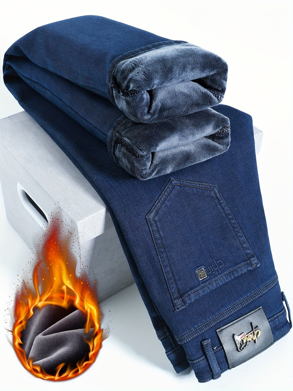 Loak | Jeans de algodón forrados en fleece, elegantes y cómodos, para hombre