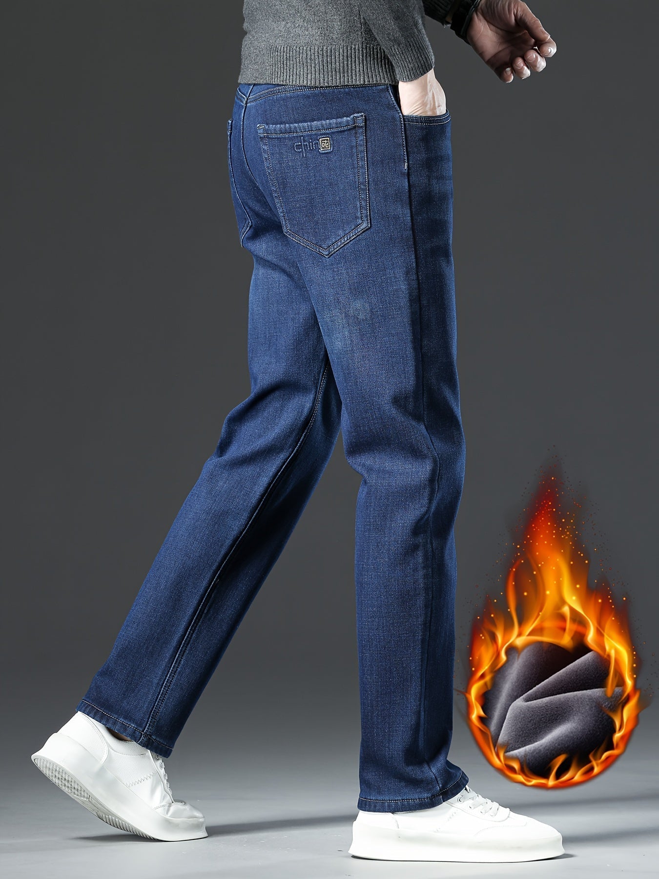 Loak | Jeans de algodón forrados en fleece, elegantes y cómodos, para hombre