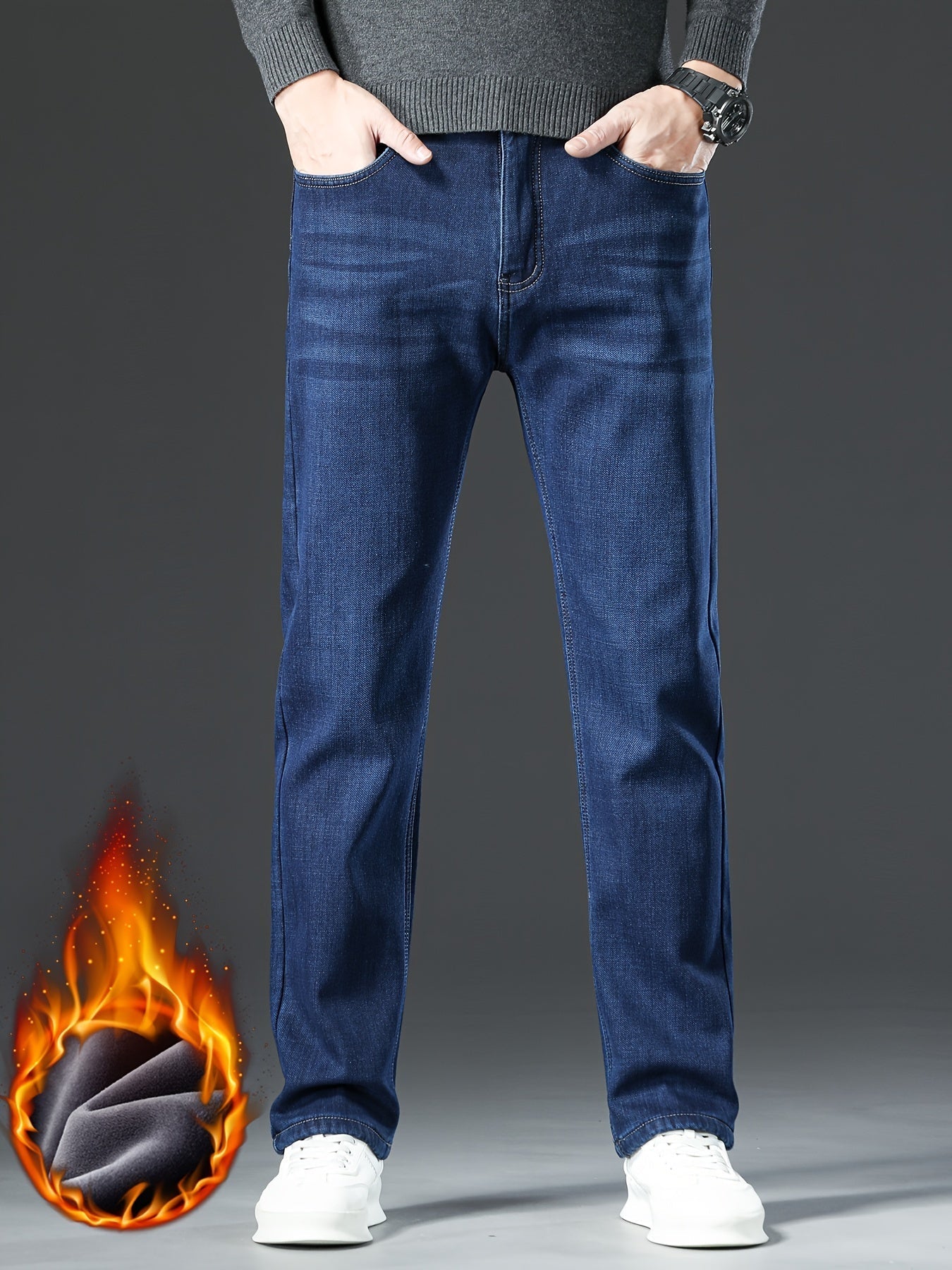Loak | Jeans de algodón forrados en fleece, elegantes y cómodos, para hombre