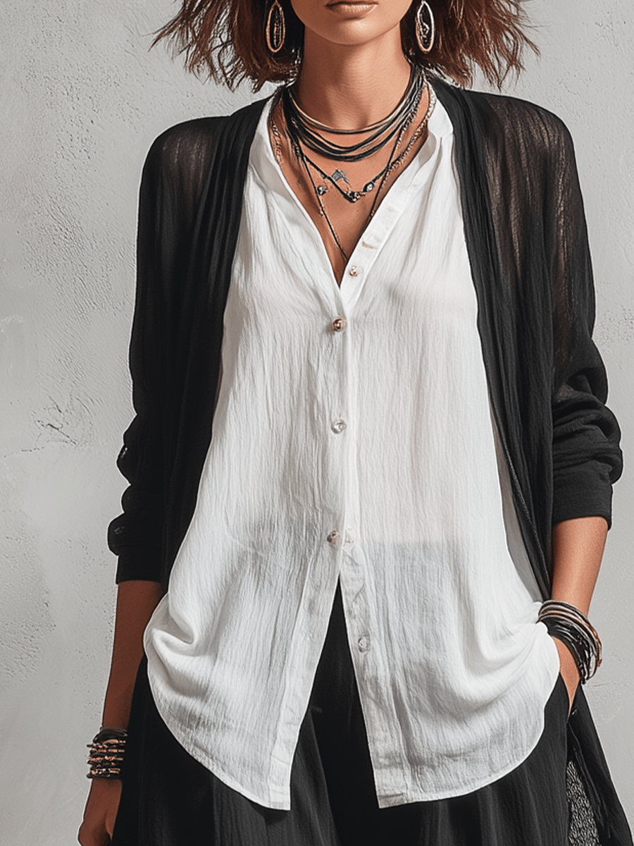 Conjunto de Tres Piezas Minimalista: Cárdigan, Top y Pantalón Ancho