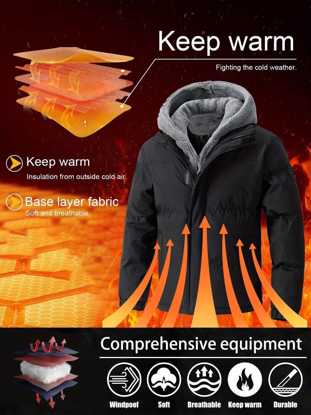 Pieter | Conjunto de invierno forrado de dos piezas con capucha para hombre
