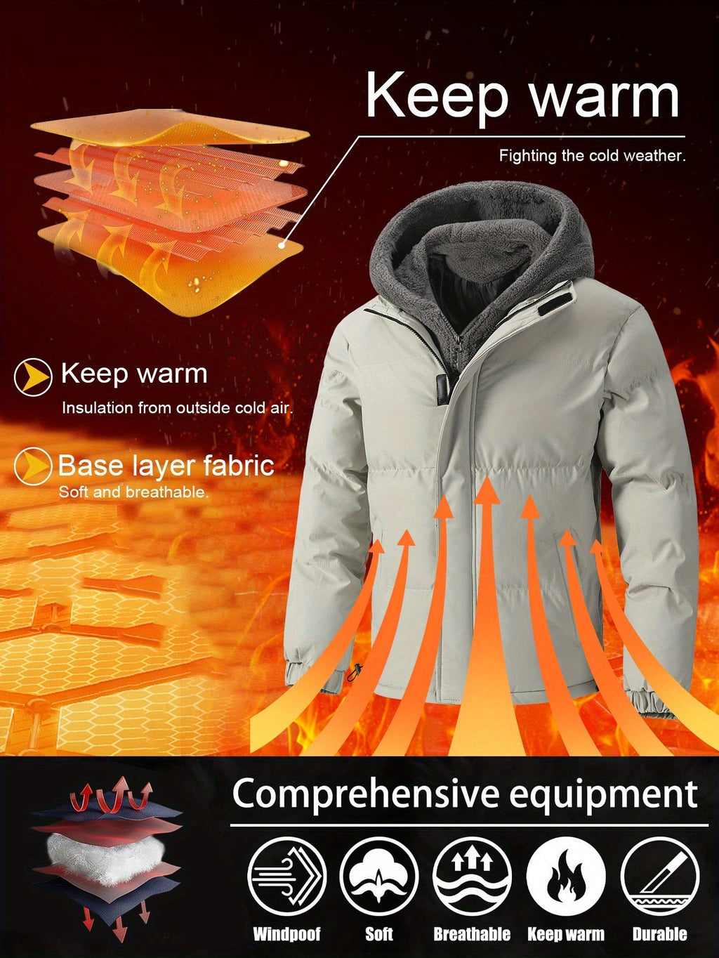 Pieter | Conjunto de invierno forrado de dos piezas con capucha para hombre