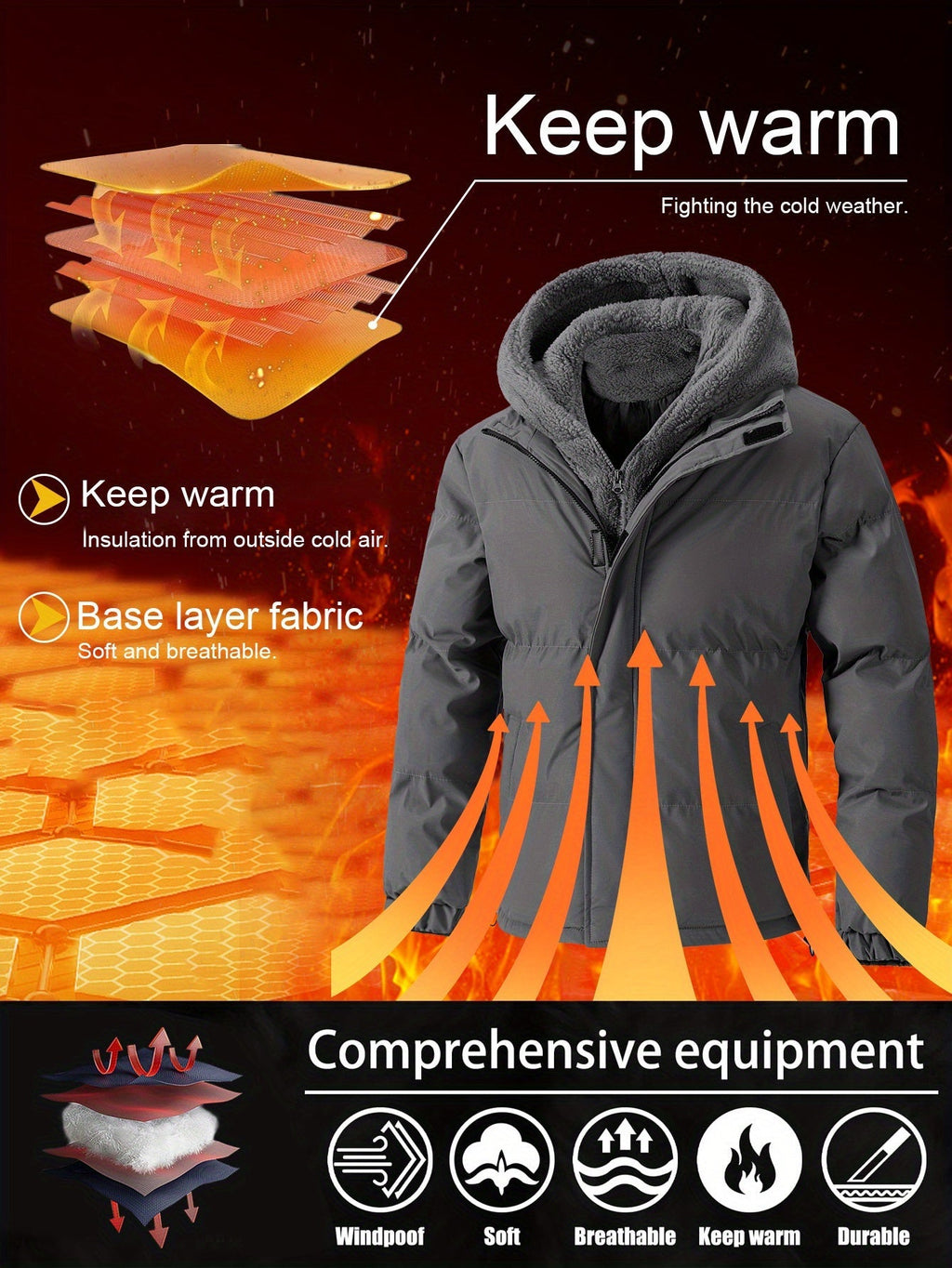 Pieter | Conjunto de invierno forrado de dos piezas con capucha para hombre