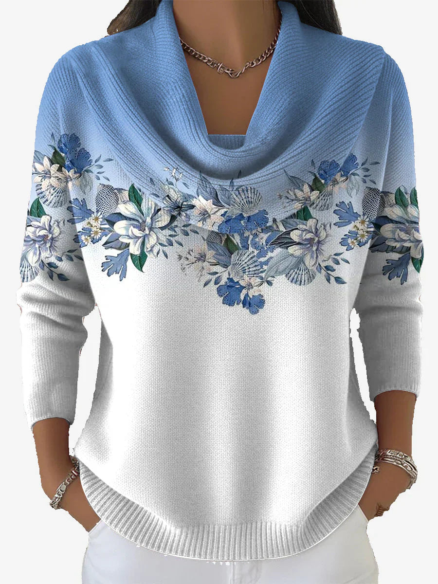 Tasnime - Suéter De Gradiente Floral Con Cuello Suave