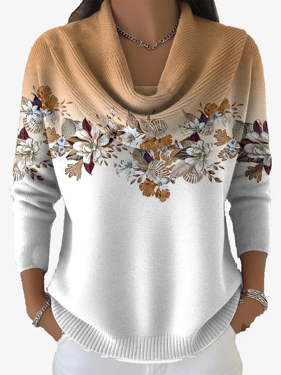 Tasnime - Suéter De Gradiente Floral Con Cuello Suave