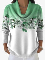 Tasnime - Suéter De Gradiente Floral Con Cuello Suave
