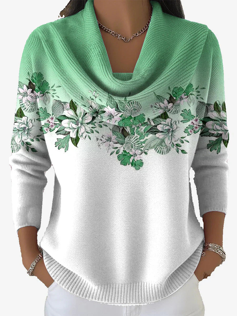 Tasnime - Suéter De Gradiente Floral Con Cuello Suave