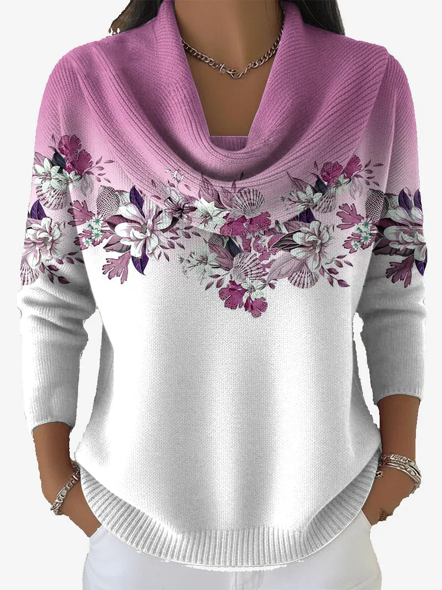 Tasnime - Suéter De Gradiente Floral Con Cuello Suave