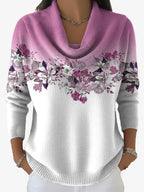 Tasnime - Suéter De Gradiente Floral Con Cuello Suave