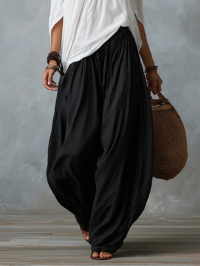 Conjunto Top Blanco Off-Shoulder y Pantalón Farol Holgado